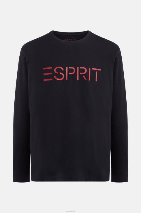 miehet Esprit musta logoprintti jersey-t-paita t-paitoja 82T6862