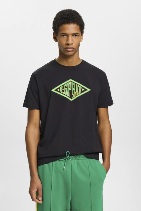 miehet Esprit musta logoprintti puuvillainen t-paita t-paitoja 82T6623