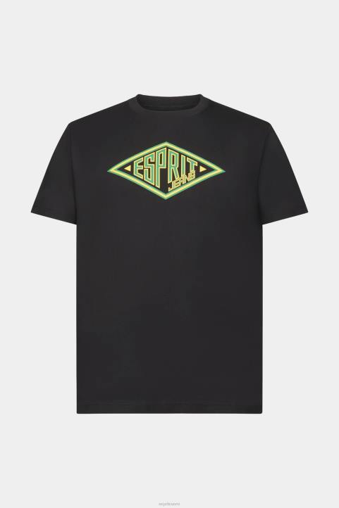 miehet Esprit musta logoprintti puuvillainen t-paita t-paitoja 82T6623