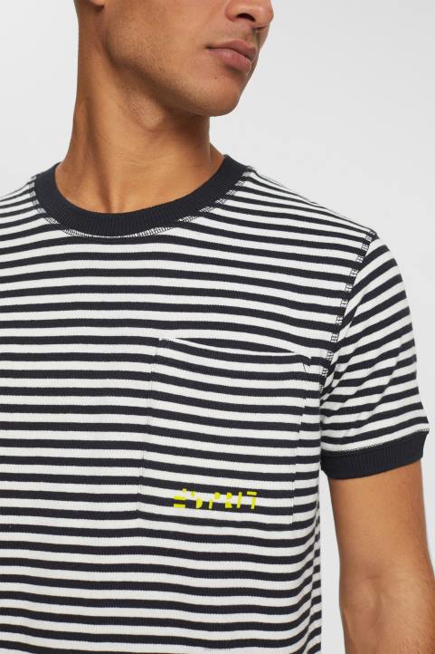 miehet Esprit musta raidallinen neulottu t-paita t-paitoja 82T6898