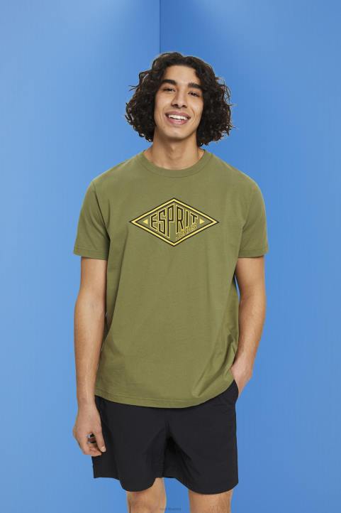 miehet Esprit oliivi logoprintti puuvillainen t-paita t-paitoja 82T6626