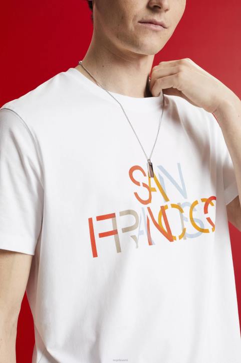 miehet Esprit san franciscon valkoinen t-paita edessä painatus, 100% puuvillaa t-paitoja 82T6739