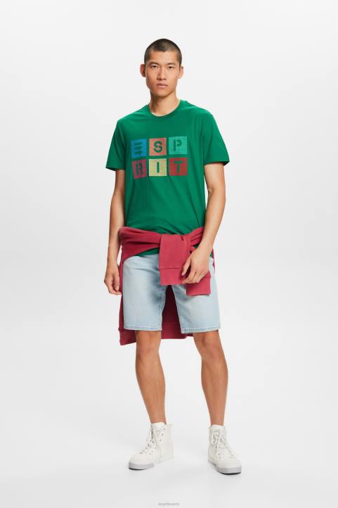 miehet Esprit tummanvihreä logollinen t-paita, 100% puuvillaa t-paitoja 82T6588