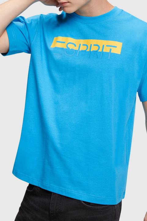 miehet Esprit turkoosi Matt Shine -logoapplikoitu t-paita t-paitoja 82T6618
