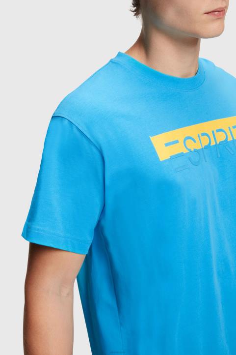 miehet Esprit turkoosi Matt Shine -logoapplikoitu t-paita t-paitoja 82T6618