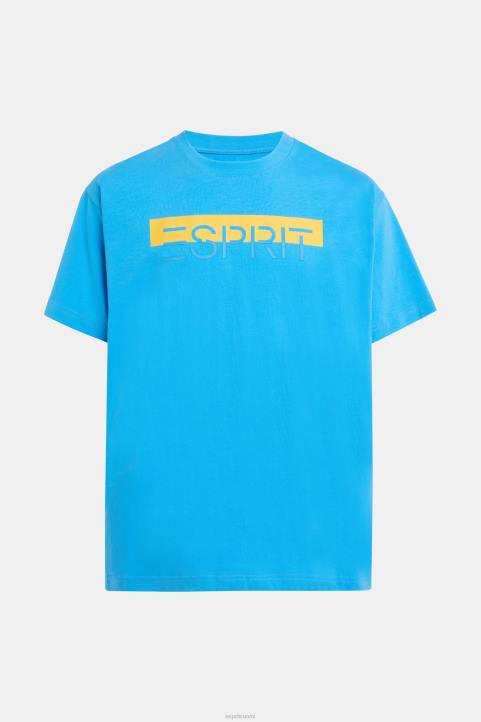 miehet Esprit turkoosi Matt Shine -logoapplikoitu t-paita t-paitoja 82T6618