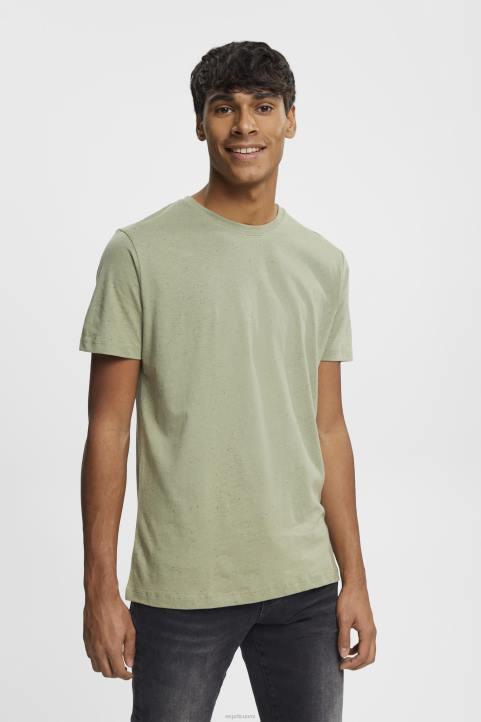 miehet Esprit vaalea khaki pilkullinen jersey-t-paita t-paitoja 82T6780