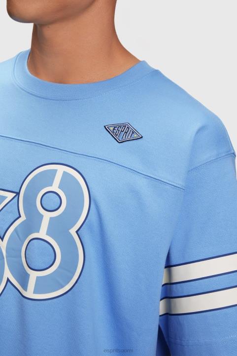 miehet Esprit vaaleansininen laventeli raidallinen hihainen graafinen printtipaita t-paitoja 82T6807