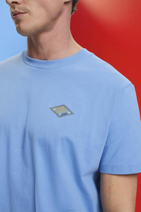 miehet Esprit vaaleansininen laventeli t-paita logopainatuksella t-paitoja 82T6602