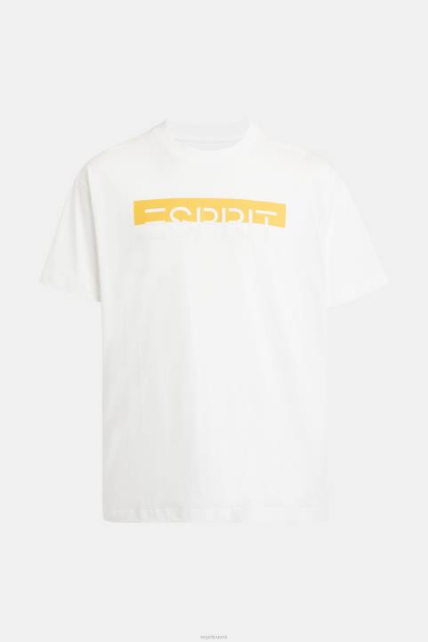 miehet Esprit valkoinen Matt Shine -logoapplikoitu t-paita t-paitoja 82T6616