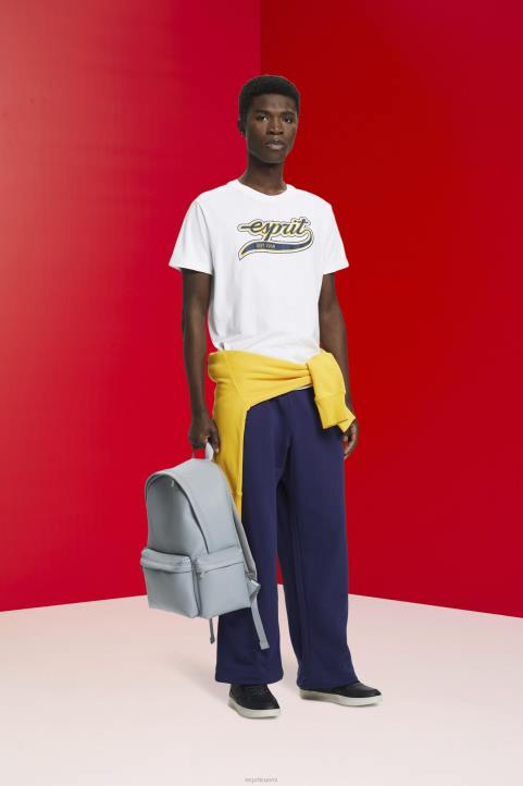 miehet Esprit valkoinen Retrologoprintti puuvillainen t-paita t-paitoja 82T6629