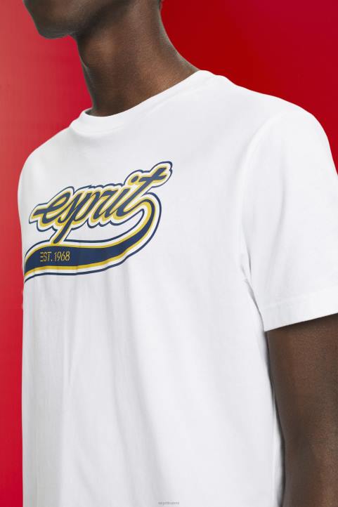 miehet Esprit valkoinen Retrologoprintti puuvillainen t-paita t-paitoja 82T6629