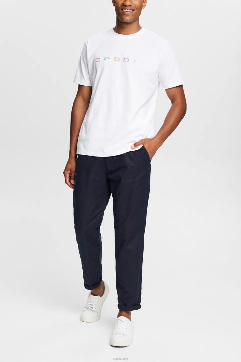 miehet Esprit valkoinen jersey-t-paita, jossa kirjailtu logo t-paitoja 82T6915