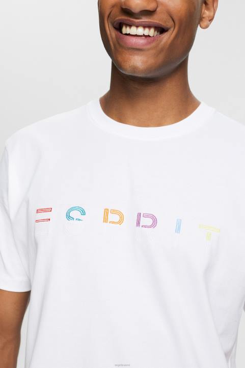 miehet Esprit valkoinen jersey-t-paita, jossa kirjailtu logo t-paitoja 82T6915