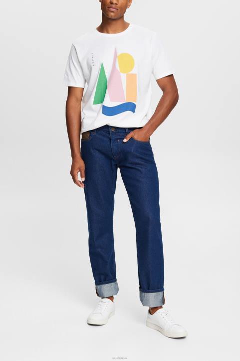 miehet Esprit valkoinen jersey-t-paita printillä t-paitoja 82T6844