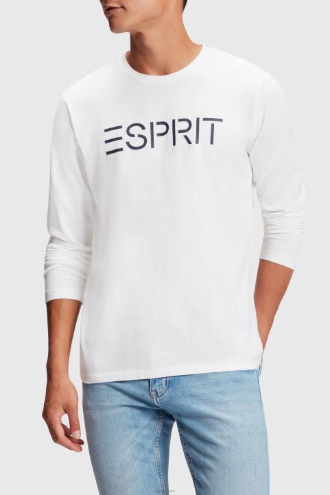 miehet Esprit valkoinen logoprintti jersey-t-paita t-paitoja 82T6864