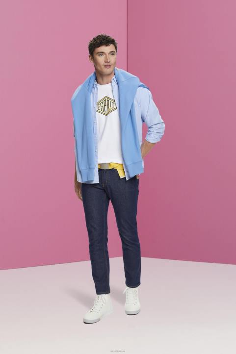 miehet Esprit valkoinen logoprintti puuvillainen t-paita t-paitoja 82T6624