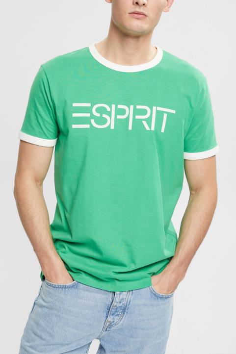 miehet Esprit vihreä jersey-logoprintti t-paita t-paitoja 82T6950