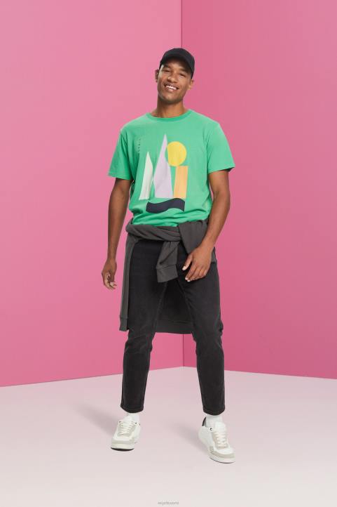 miehet Esprit vihreä jersey-t-paita printillä t-paitoja 82T6845