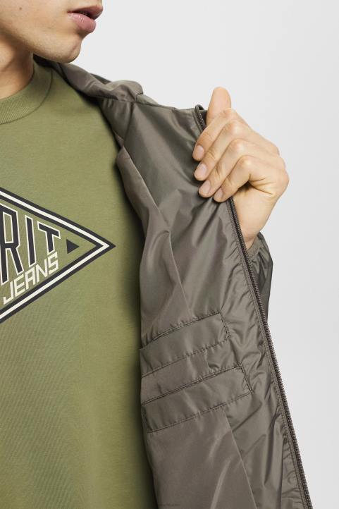 miehet Esprit khakin vihreä kevyt sadetakki hupulla takit 82T6765