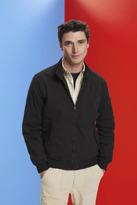 miehet Esprit musta bomber-takki pystykaulus takit 82T6713