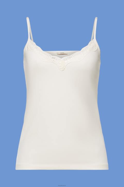 naiset Esprit jäätä jersey-toppi pitsireunuksella alkuun 82T6140