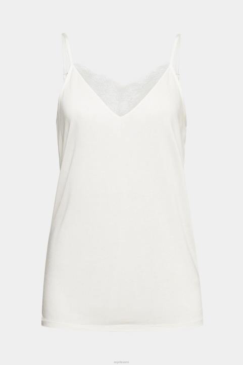 naiset Esprit luonnonvalkoinen toppi pitsiä, lenzing ecovero alkuun 82T6243