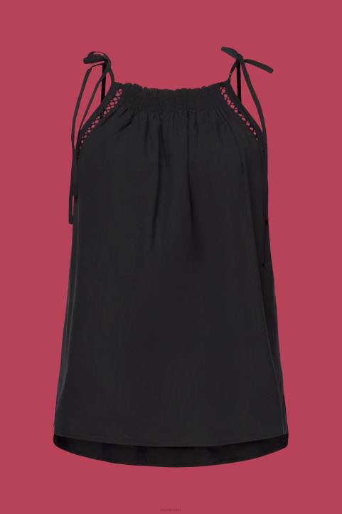 naiset Esprit musta camisole toppi smokkilla, tencel alkuun 82T6198