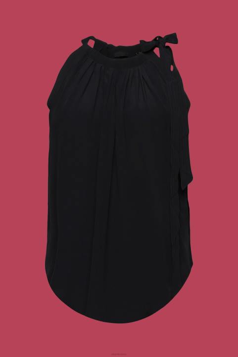 naiset Esprit musta halterneck toppi alkuun 82T6223