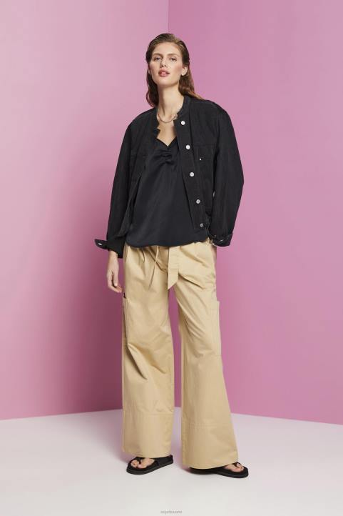 naiset Esprit musta satiininauhallinen toppi alkuun 82T6354