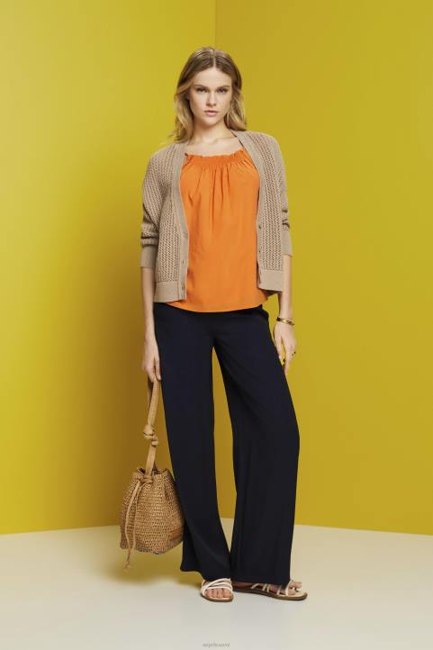 naiset Esprit oranssi camisole toppi smokkilla, tencel alkuun 82T6199