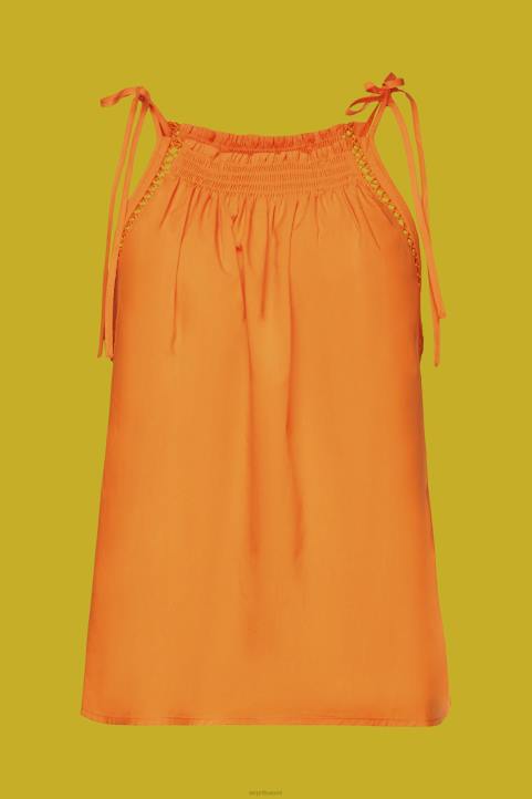 naiset Esprit oranssi camisole toppi smokkilla, tencel alkuun 82T6199