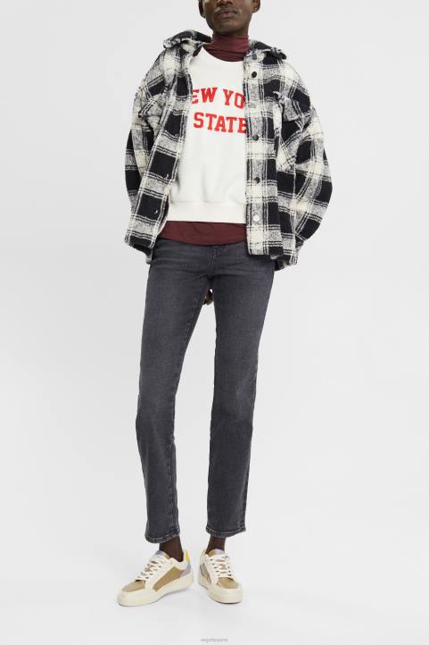 naiset Esprit harmaa tumma pesu korkeat suoralahkeiset joustavat farkut denim 82T6328