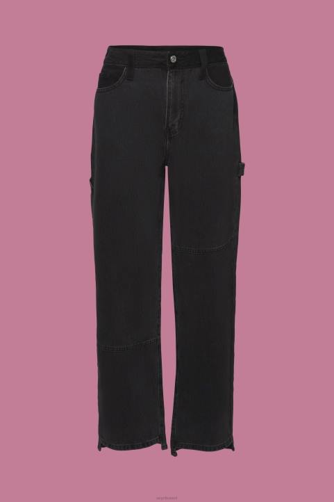 naiset Esprit musta keskipesu leveälahkeiset farkut, joissa epäsymmetrinen helma denim 82T6212