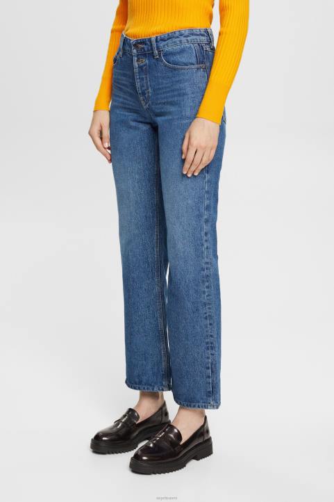 naiset Esprit sininen keskipesu kapeat levenevät stretch-farkut denim 82T6451
