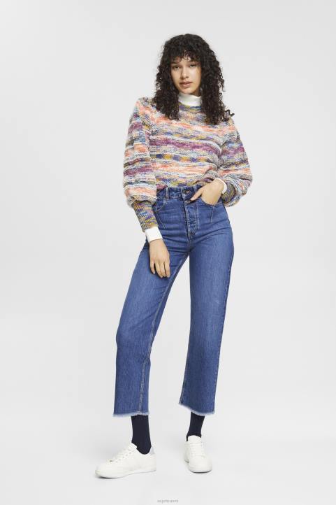 naiset Esprit sininen keskipesu korkea kerros ahdistunut isä fit farkut denim 82T6254