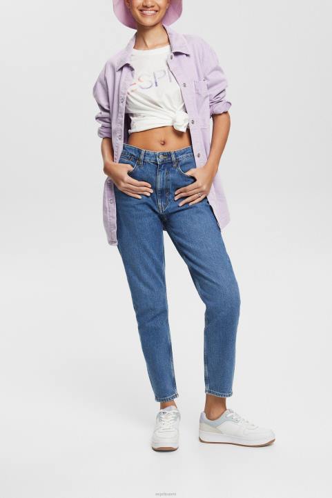 naiset Esprit sininen keskipesu korkeat mom farkut denim 82T6526