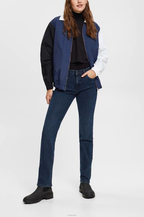 naiset Esprit sininen musta puoliväliin nousevat joustavat farkut denim 82T6345