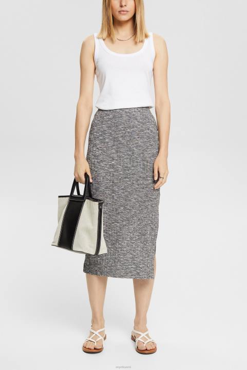 naiset Esprit antrasiitti space dye rib-neulottu midihame hameet 82T6534