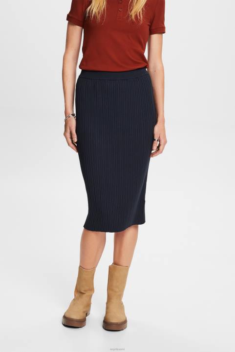 naiset Esprit bensa sininen joustinneulottu midihame hameet 82T621