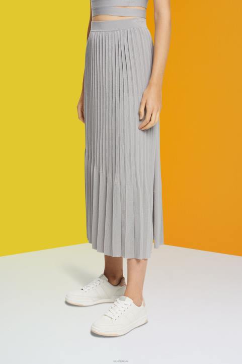 naiset Esprit keskiharmaa laskostettu midihame hameet 82T6481