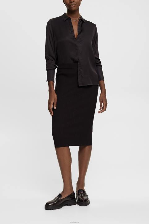 naiset Esprit musta joustinneulottu kynähame hameet 82T6428