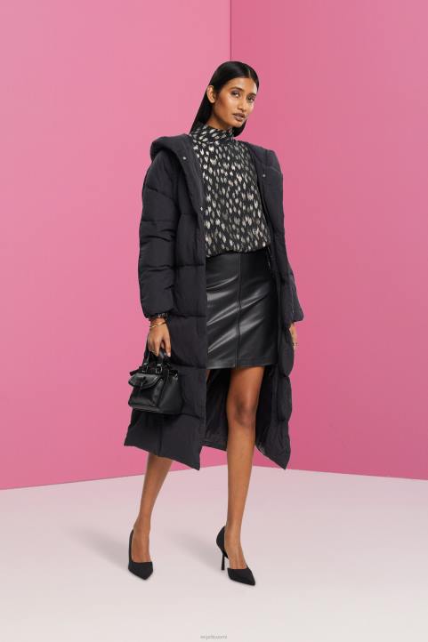 naiset Esprit musta keinonahkainen minihame hameet 82T6400