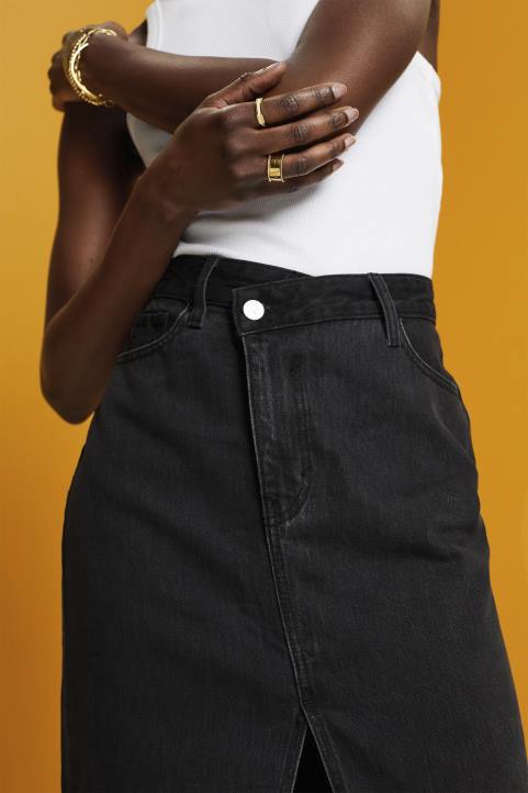 naiset Esprit musta keskipesu midihame, jossa epäsymmetrinen vyötärönauha hameet 82T6208