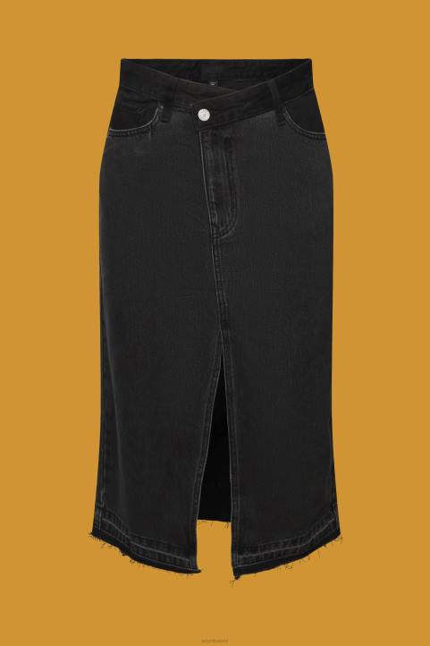 naiset Esprit musta keskipesu midihame, jossa epäsymmetrinen vyötärönauha hameet 82T6208