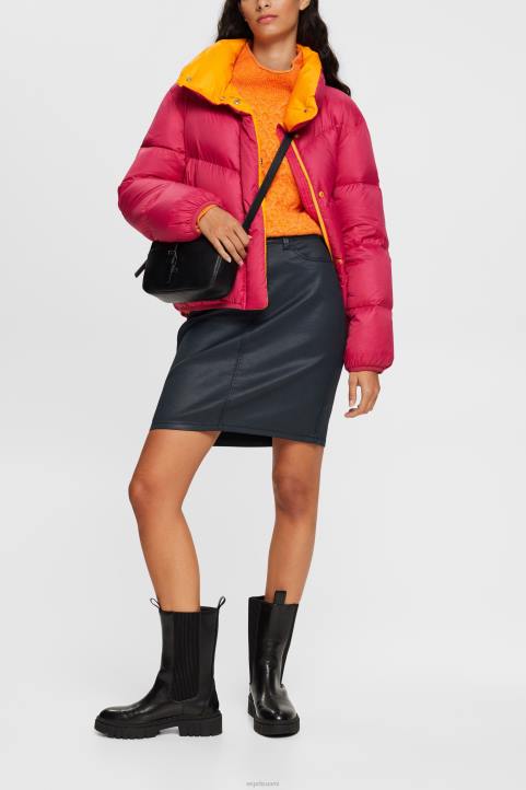 naiset Esprit musta nahkainen midi-hame hameet 82T6443