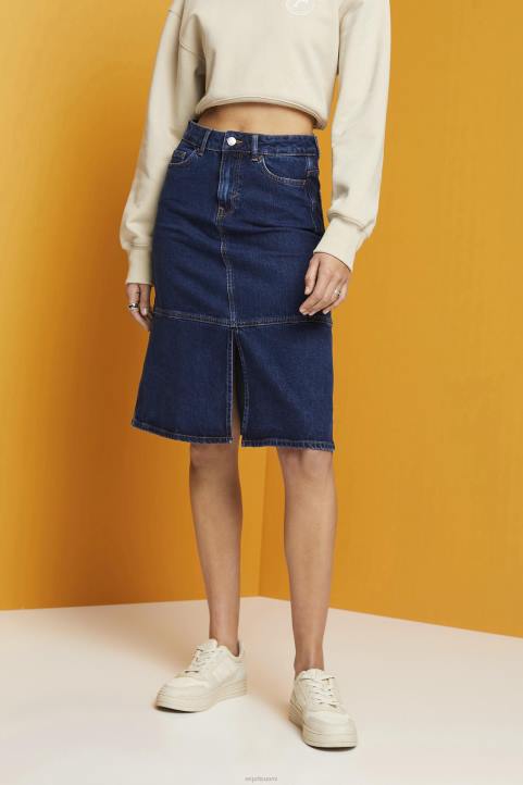 naiset Esprit sininen keskipesu polvipituinen denimhame hameet 82T6269