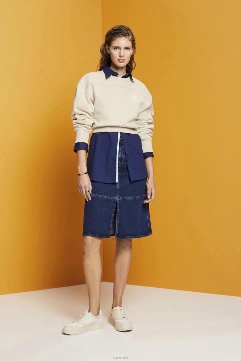 naiset Esprit sininen keskipesu polvipituinen denimhame hameet 82T6269