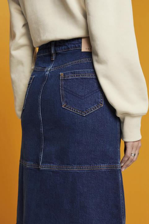 naiset Esprit sininen keskipesu polvipituinen denimhame hameet 82T6269