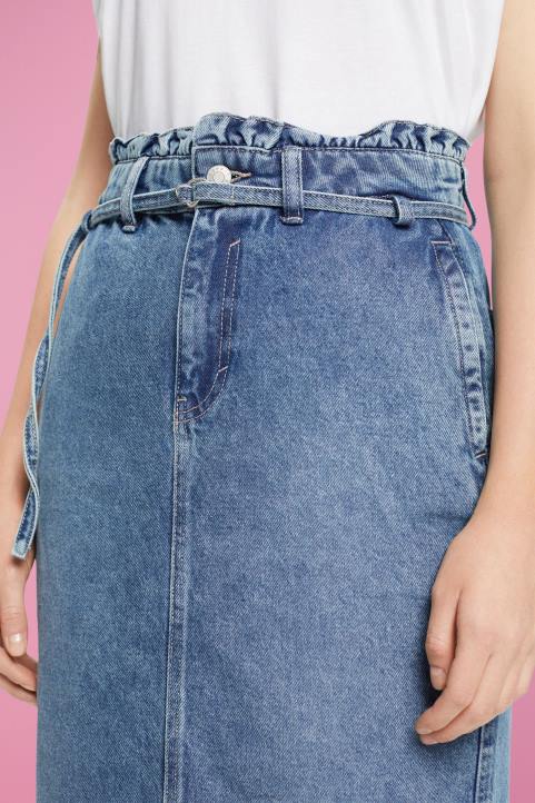 naiset Esprit sininen valo pesu farkkuhame paperipussilla vyötärönauhalla hameet 82T6430